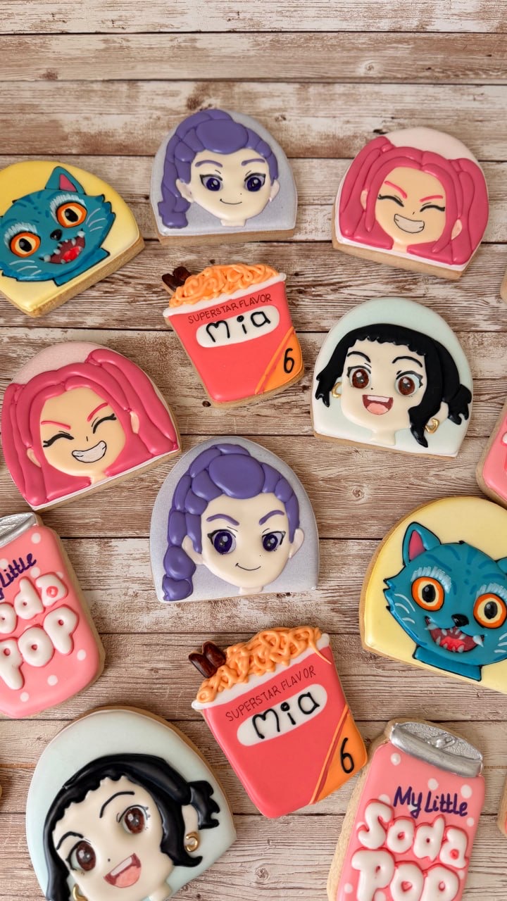 Colorful anime inspired character cookies